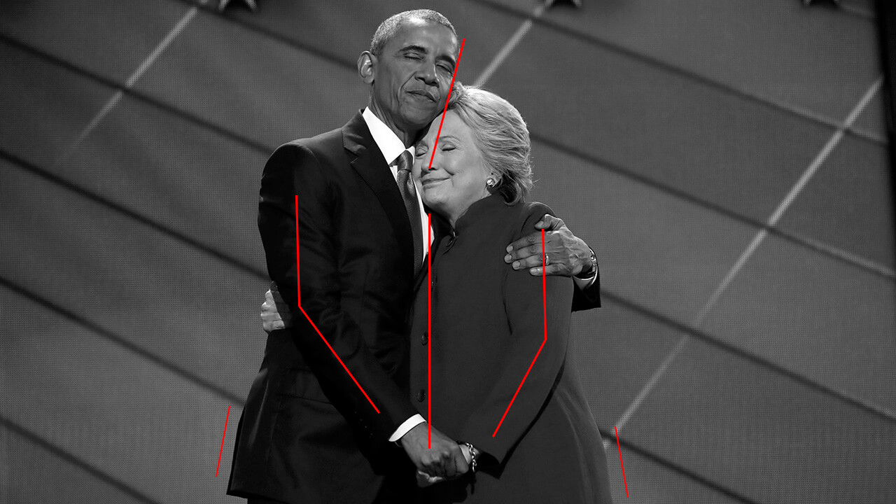 Hillary Clinton y Barak Obama: simetría postural