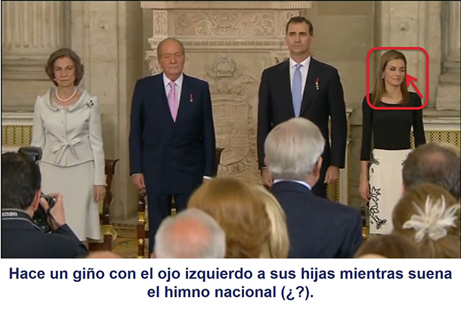 Letizia guiña un ojo a sus hijas mientras suena el himno nacional