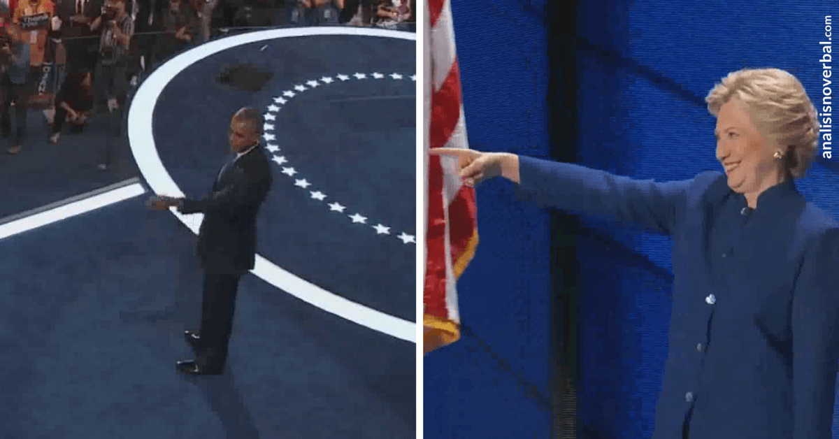 Hillary Clinton y Obama realizan los mismos gestos