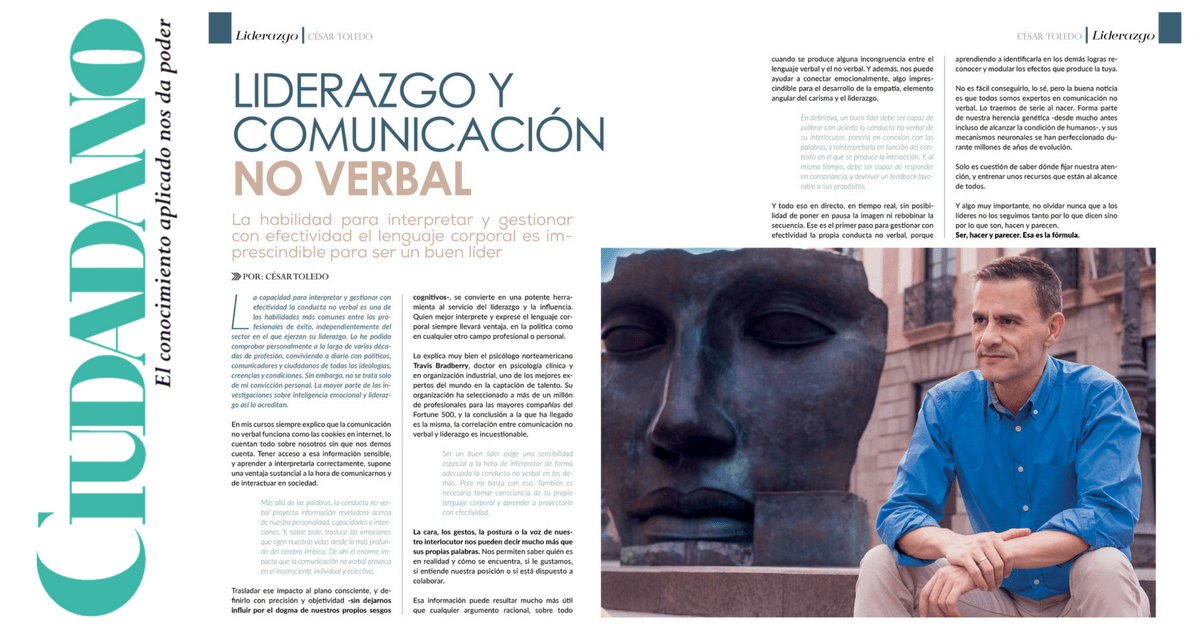 Artículo sobre liderazgo y comonicación no verbal publicado en la revista Ciudadano